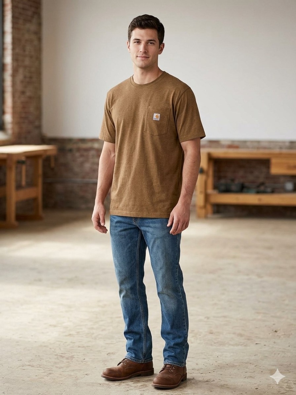 Carhartt K87 Pocket T-Shirt Loose Fit Heavyweight Brown Heather Men’s Sz Medium